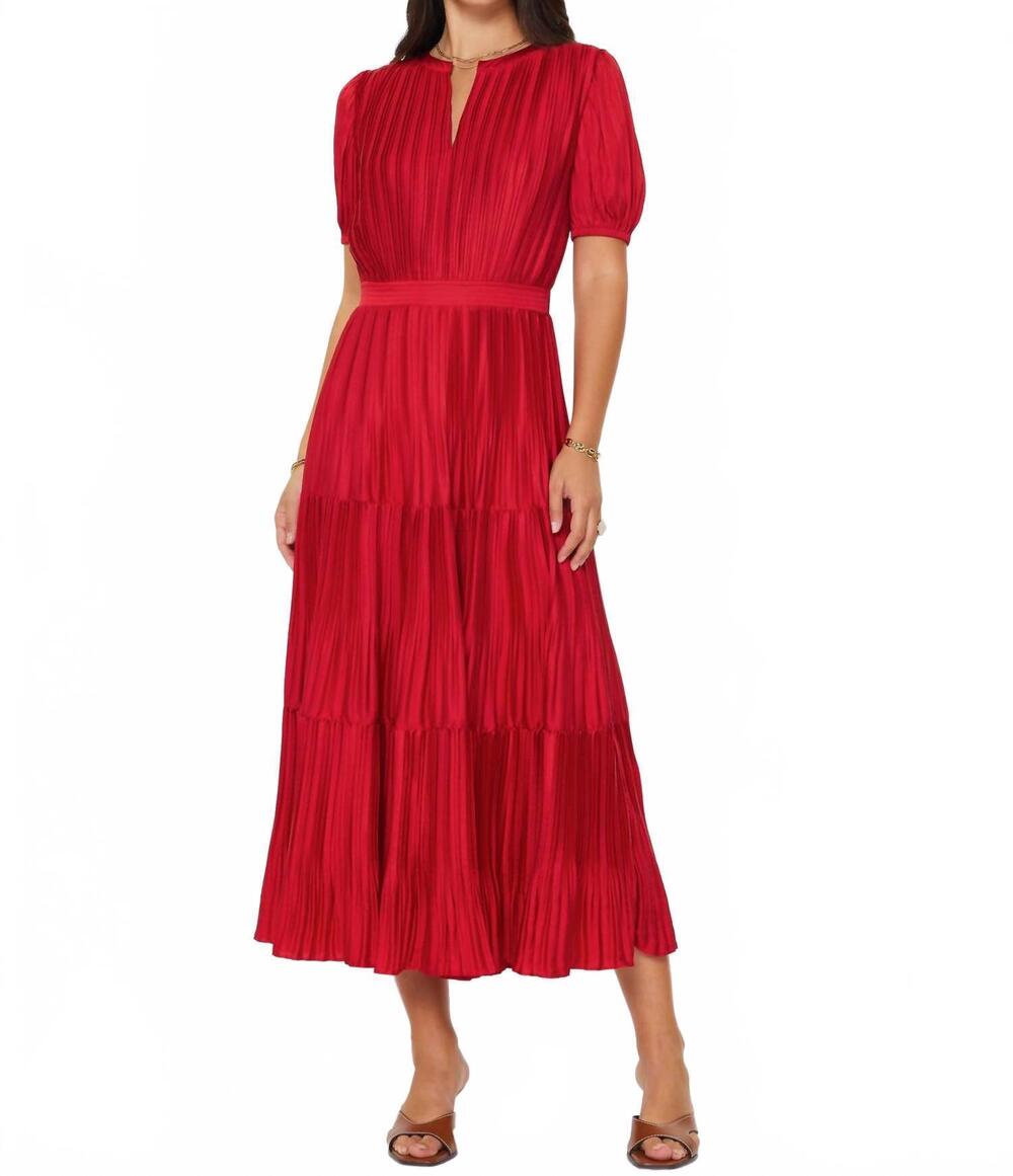NEW CURRENT AIR pleated maxi dress in red